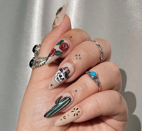 Rodeo Nails, Cowboy Nails, Western Nails, Boho Nails, Country Nails, Edgy Nails, Cute Nail Art Designs, Nails Only, Acrylic Nails Coffin Short