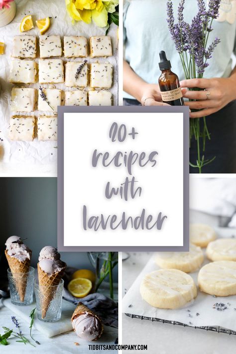 It's time to get cooking with lavender! Lavender adds a unique twist to any dish. These 20+ recipes with lavender in them are going to be a hit at your next gathering! Food With Lavender, Recipes With Lavender, Lavender Dessert Recipes, Cooking With Lavender, Lavender Food, Lemon Lavender Cookies, Lavender Dessert, Lavender Honey Ice Cream, Lavender Shortbread Cookies