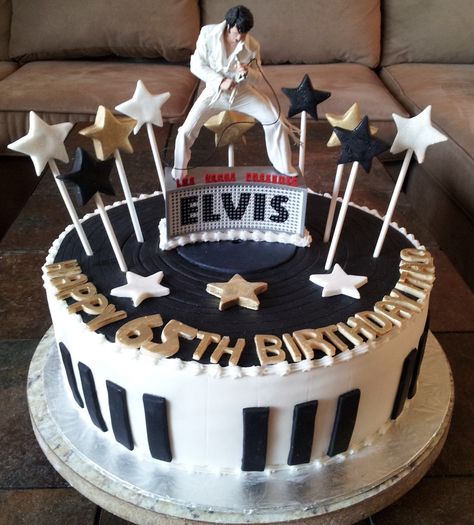 Elvis Cake                                                                                                                                                                                 More Elvis Birthday Cake, Elvis Presley Birthday, Elvis Cake, Elvis Birthday, Elvis Presley, Birthday Cakes, Cake Designs, Birthday Cake, Stars