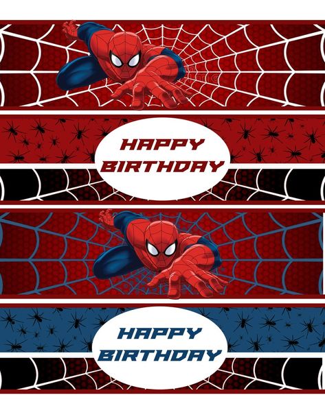 Spiderman Party Decorations, Spiderman Water Bottle, Crochet Spiderman, Spiderman Topper, Water Bottle Labels Free, Spiderman Birthday Party Decorations, Mickey Mouse Birthday Decorations, Shark Party Decorations, Spiderman Theme