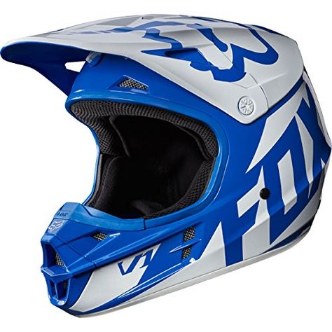 2017 Fox Racing V1 Race Helmet-Blue-L Motocross Outfits, Fox Helmets, Dirt Bike Riding Gear, Dirt Bike Helmets, Dirt Bike Gear, Motocross Helmet, Dirt Bikes For Kids, Cool Motorcycle Helmets, Cool Dirt Bikes