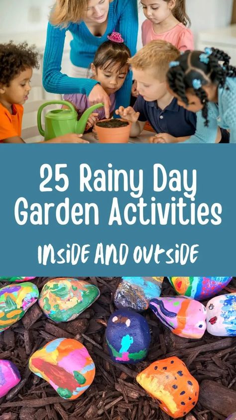 Rainy days can be the perfect opportunity to explore and enjoy garden ideas. With a little creativity, you can enjoy rainy day garden activities indoors AND outdoors for hours of fun and learning. Garden Club Activities, Nanny Job, Rainy Day Activities For Kids, Club Activities, Garden Activities, Rainy Day Crafts, Outdoor Crafts, School Yard, Daylight Savings Time