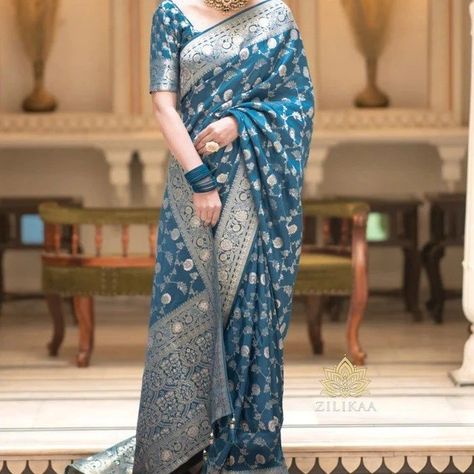 RAS 40100 SINGLES AVAILABLE THE BANARASI SAREE PRESENTED BY IS MADE UP OF SILK THREADS WOVEN USING INTRICATE TECHNIQUES. SAREES WITH HEAVY BROCADE WORK AND GOLD ZARI WORK ARE ITS MOST STRIKING FEATURES 🔰 FABRICTYPE: BANARASI SOFT SILK SAREE 🔰 SAREE LENGTH 5.5 METER 🔰 BLOUSE LENGTH 0.8 METER Banarasi Sari, Banarsi Saree, Banarasi Saree, Zari Work, Soft Silk Sarees, Wedding Outfits, Banarasi Sarees, Silk Thread, Blouse Length