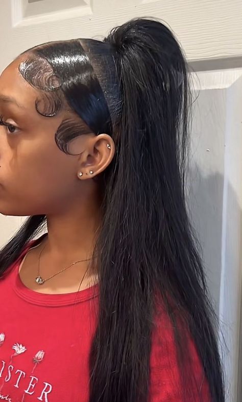 Curly Hair Sew In, Sleek Braided Ponytail, Weave Ponytail Hairstyles, Sleek Ponytail Hairstyles, Hair Inspiration Long, Edges Hair, Quick Weave Hairstyles, Dance Hairstyles, Clip Hairstyles