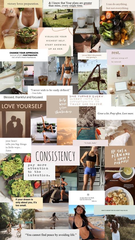 Healthier Lifestyle Aesthetic, Fitness Collage Wallpaper, Lifestyle Goals Inspiration, Focusing On Myself Aesthetic, Healthier Lifestyle Tips, Fitness Collage, Style Vision Board, Lifestyle Vision Board, Lifestyle Moodboard