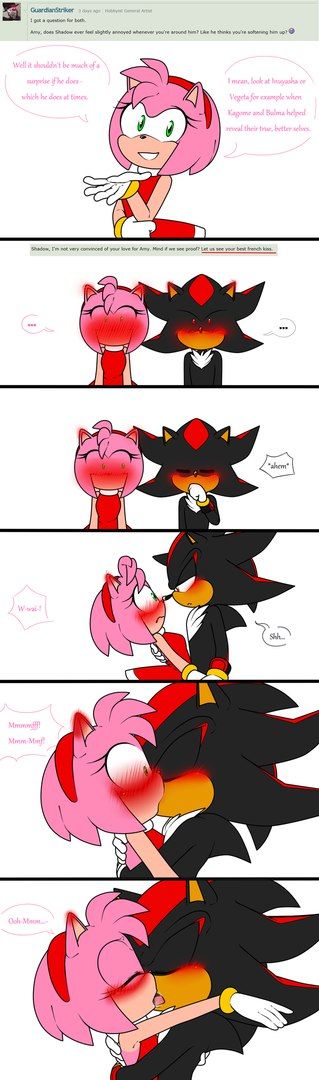 Shadow X Amy Kiss, Shadow X Amy Comic, Funny Couple Comics, Shadow X Amy, Shadamy Comics, Sonic Collection, Pokemon Guzma, Draw Sonic, Gaming Girl