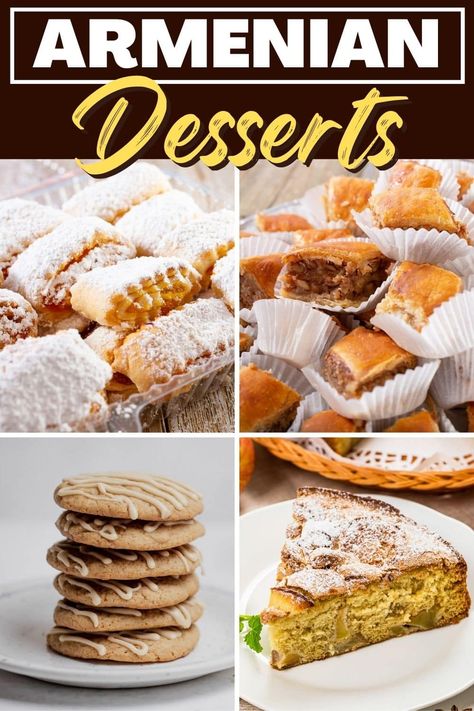 These traditional Armenian desserts are unique and so good! From baklava to nutmeg cake to shortbread cookies, end your meal with a taste of Armenia. Armenian Recipes Desserts, Armenian Cookies Recipe, Armenian Baklava, Armenian Appetizers, Armenian Cookies, Armenian Food Recipes, Foreign Desserts, International Cookies, Manti Recipe