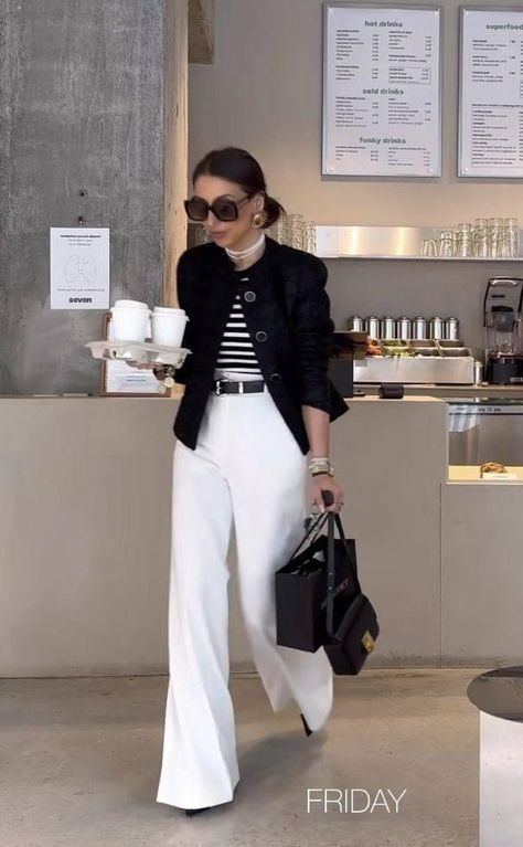 Elevated Business Attire, Winter White Pants Outfit Work, Dressy Outfits With Pants, Women In Finance Outfits, Bussines Outfit Women Chic, White Slacks Outfit Classy, Work Outfit 2024, White Pants Outfit Summer Classy, Office Assistant Outfit