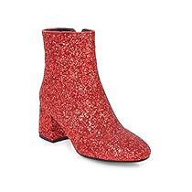 Glitter Ankle Boots, Comfortable Bridal Shoes, Red Ankle Boots, Heel Boots For Women, Autumn Shoes Women, Bridal Boots, Chunky Heel Booties, Sequin Boots, Special Occasion Shoes