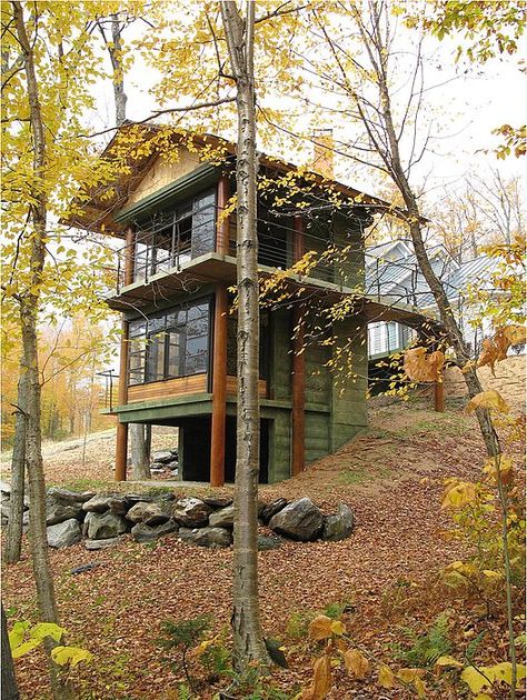 AIA Vermont: 2007 Design Awards A Cabin In The Woods, Glass Building, Tower House, A Cabin, Building A Shed, Tiny House Cabin, Small Cabin, Cabin In The Woods, Cabins And Cottages