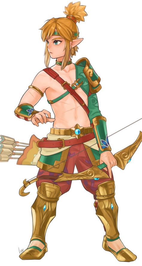 Gerudo Link Fan Art, Armored Boots, Zelda Earrings, Ivy Draw, Desert Outfit Ideas, Gerudo Link, Link Fan Art, Armor Boots, Desert Outfit