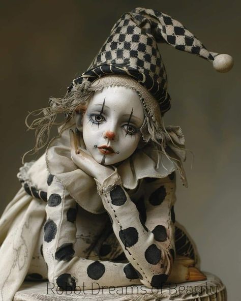 Haunted Circus, Clown Costume Women, Cotton Toys, Pumpkin Tattoo, Clown Paintings, Pierrot Clown, Circus Aesthetic, Dark Circus, Humanoid Robot