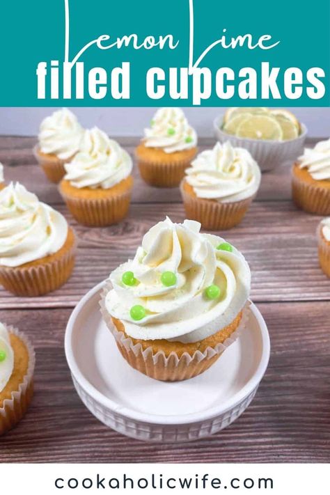 Box Mix Cupcakes, Sweet Buttercream Frosting, Cupcakes Lemon, Lime Curd, Piping Frosting, Lemon Cake Mixes, Filled Cupcakes, How To Make Cupcakes, Lemon Cupcakes