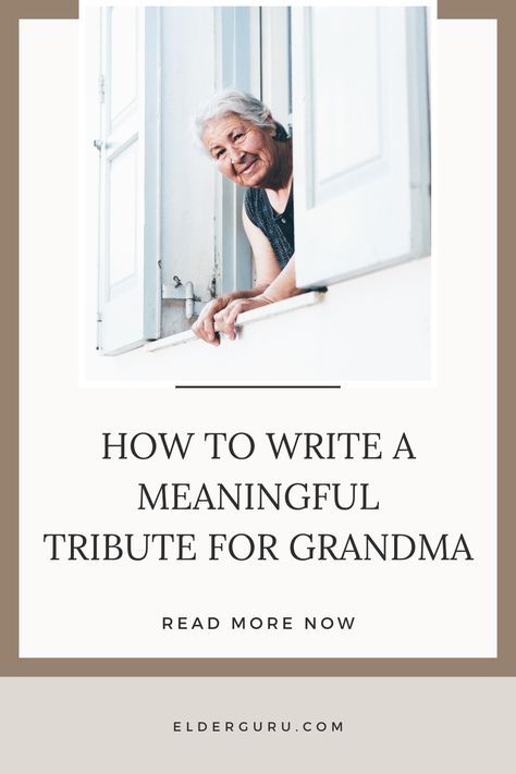 Writing a tribute for a grandmother can be a wonderful way to reminisce and celebrate her life. It can be difficult, yes, but it will also allow you to recall all the fond memories of the relationship you had. If you want to write a tribute but are not sure where to begin, read on and we can reminisce together as we look at ways to honor your grandmother. The Loss Of A Grandmother, How To Write A Eulogy For Grandma, Eulogy For Grandma, Loss Of A Grandmother, Tribute To Grandma, Remembering Grandmother, Writing A Eulogy, Anniversary Message, Elderly People