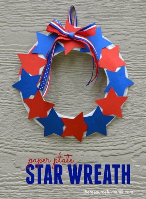 7 Patriotic Kids Crafts For Memorial Day 4th Of July Crafts, Fourth Of July Crafts For Kids, Patriotic Kids, Star Wreath, 4th July Crafts, Kids Ministry, Patriotic Crafts, Daycare Crafts, Paper Plate Crafts