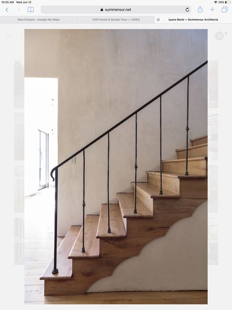 Black Stair Railing, Black Stairs, Iron Stair Railing, Entry Stairs, Staircase Railings, Entry Way Design, Wood Stairs, Interior Stairs, Open Door