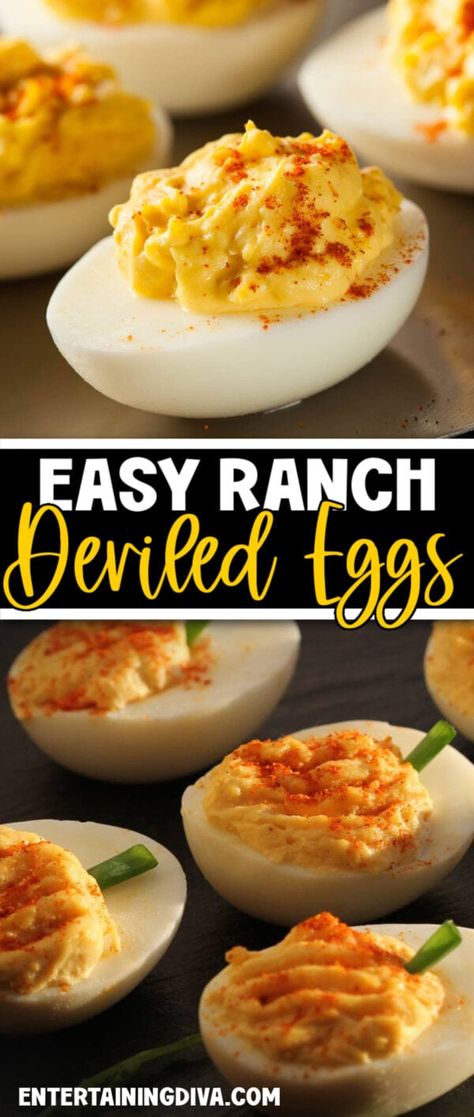 Easy Deviled Eggs Recipe, Easy Deviled Eggs, Ranch Deviled Eggs, Easter Deviled Eggs, Deviled Eggs Recipe Easy, Party Dip Recipes, Best Brunch Recipes, Deviled Eggs Easy, Jello Shot