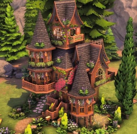 Fairy Cottage | Patreon Sims 4 Houses Glimmerbrook, Sims 3 Fairy House, Sims 4 Floorplan Cottagecore, Cottage Houses Sims 4, Sims 4 Mushroom House, Sims 4 Fairy Cottage, Sims 4 Witch Mansion, Sims Spellcaster House, Fun Sims 4 Builds