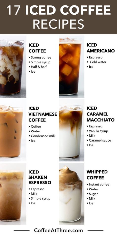 Be your own barista by making these simple iced coffee recipes. Refreshing and delicious, these caffeinated drinks are cafe-quality and easy to customize. #icedcoffee #coldbrew #coffeerecipes #espressodrinks Smoothie Recipes With Coffee, Simple Foods To Make At Home, Coffee Truck Aesthetic, Caffe Recipe, Easy Drink Recipes Nonalcoholic, Cafe Food Ideas Coffee Shop, Coffee Shop Recipes, Barista Recipes, Bakery Drinks