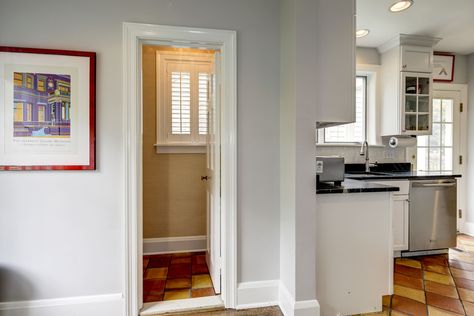 Half bath off of the kitchen area Close Kitchen, Half Bath, Three Floor, Kitchen Area, Screened Porch, Kitchen In, Simple Living, Kitchen Remodel, The Kitchen