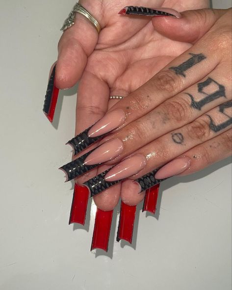 Bottom Nails, Red Bottom Nails, Acrylic Nails Nude, Drip Nails, Grunge Nails, Dope Nail Designs, Long Acrylic Nails Coffin, Acrylic Nails Coffin Pink, Red Bottom