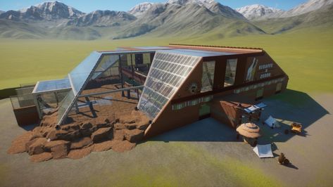 Warsztat Steam::Giraffe House Planet Zoo Taiga, Giraffe Habitat, Zoo Habitats, Giraffe House, Ark Builds, Kingdom Inspiration, Prehistoric Kingdom, Planet Zoo Inspiration, Zoo Inspiration