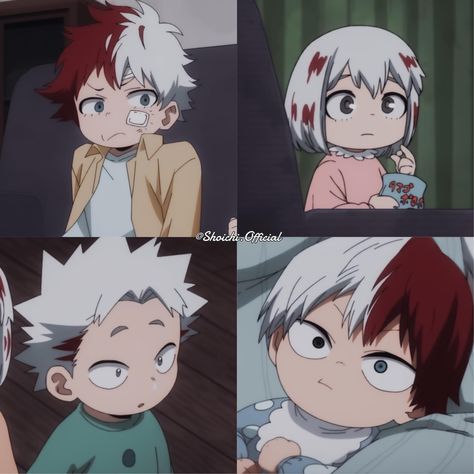 My Hero Academia Rei Todoroki, Bnha Todoroki Family, Two Siblings Drawing Base, Todoroki Siblings Fanart, Todoroki Family Fanart, Sibling Poses Drawing Reference, Todoroki Siblings, Todoroki Family, Anime Bebe