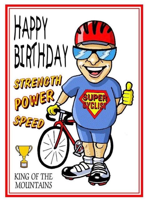 Happy Birthday Cyclist, Happy Birthday Bicycle, Cartoon Happy Birthday, Bike Cartoon, Special Friendship Quotes, Birthday Men, Happy Birthday Pictures, Happy Birthday Fun, Happy 2nd Birthday