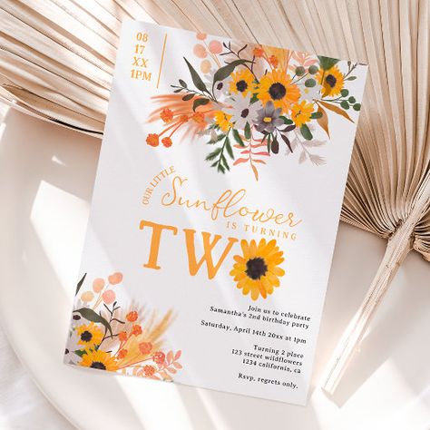 Summer Birthday Invitations, Elegant Birthday Invitations, Orange Birthday, Floral Birthday Invitations, Orange Sunflowers, Floral Birthday Party, Rustic Orange, Vintage Birthday Cards, 2nd Birthday Invitations