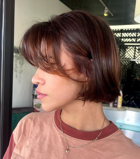 2023 Warm Brown French Bob Brown French Bob, Copper Bob, Soft Wavy Hair, Moisturizing Hair Oil, Current Hair Trends, Amla Hair Oil, Bob Ideas, Cowboy Copper, Chic Hairstyle