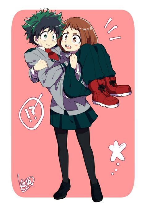 Midoriya & Uraraka Bnha Izuocha, Deku Ships, Deku X Uraraka, Ochako Uraraka, 5 Anime, My Hero Academia Memes, Happy Tree Friends, Lift And Carry, My Hero Academia Episodes