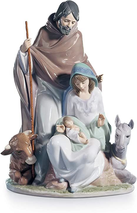 Amazon.com: LLADRÓ Joyful Event Nativity Figurine. Porcelain The Holy Family Figure. : Home & Kitchen Jesus Sculpture, Porcelain Dolls For Sale, Porcelain Dolls Value, Lladro Porcelain, Lladro Figurines, Christmas Nativity Scene, Porcelain Art, Holy Family, Christmas Nativity