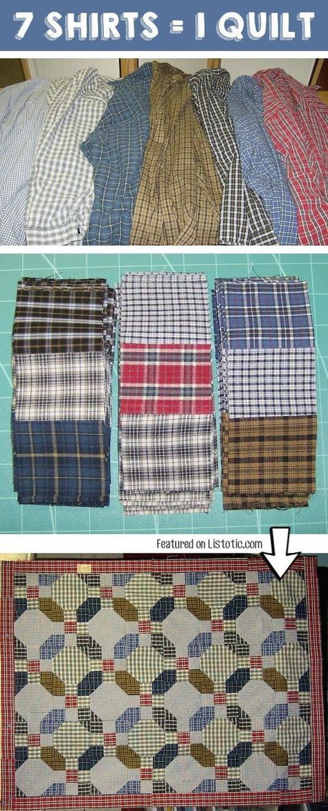 Colchas Quilting, Remembering Dad, Memory Quilts, Make A Quilt, Quilt Modernen, Plaid Quilt, Memory Quilt, Old Shirts, Shirt Quilt