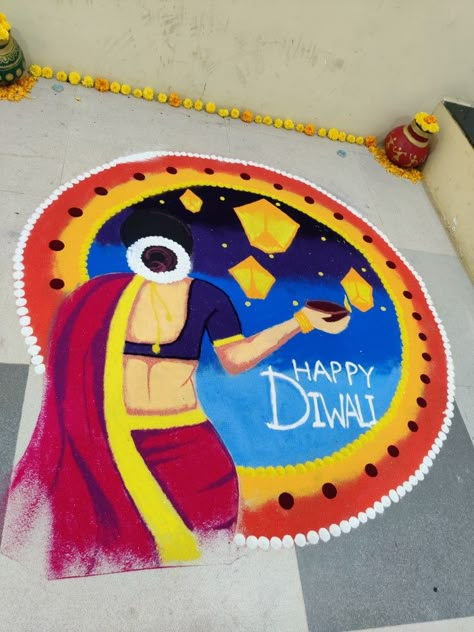 Biggest Rangoli Designs, Laxmi Ji Rangoli Designs, Narak Chaturdashi Rangoli, Laxmipujan Rangoli, Khodal Ma, Diwali Rangoli Designs Unique, Cartoons Rangoli Design, Cousins Funny, Diwali Special Rangoli Design