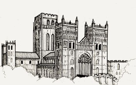 Durham Cathedral Drawing, Dennis Creffield, Durham Castle, Architecture Drawing Presentation, Durham Cathedral, Castle Drawing, Architecture Sketches, Cathedral Architecture, Architectural Sketch