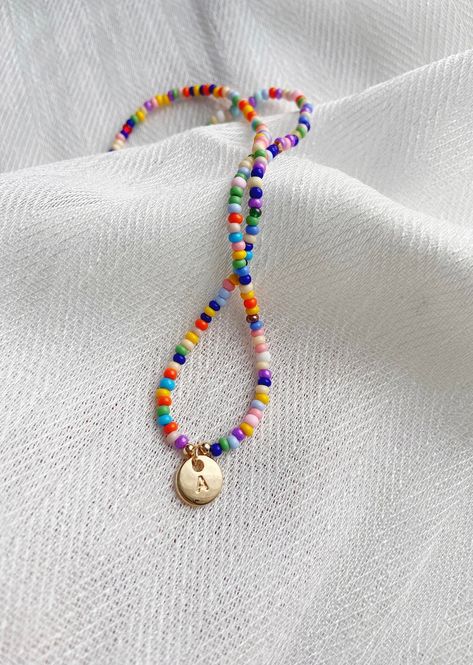 Personalized Name Initial Letter Seed Bead Necklace Dainty Custom Name Beaded Necklace Personalised Rainbow Beaded Minimalist Choker - Etsy Culture Crafts, Jewellery Advent Calendar, Advent Calendar Gifts, Cultural Crafts, Calendar Gifts, Rainbow Beads, Seed Bead Necklace, Letter Pendants, Necklace Dainty