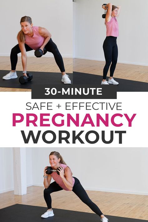 Stay active and strong through every stage of your pregnancy with this low impact strength training pregnancy workout! Eight of the BEST first trimester exercises that are safe to carry into your second and third trimesters as well. A 30-minute prenatal workout at home with eight pregnancy-safe strength exercises. Add this first trimester strength workout to your prenatal workout plan 1-2 times a week. Pelvic Floor Exercises First Trimester, Second Trimester Workouts At Home, 2nd Trimester Workouts, Pregnancy Exercise First Trimester, Prenatal Workout Plan, Low Impact Strength Training, Pregnant Workouts, Best Pregnancy Workouts, Prenatal Exercises