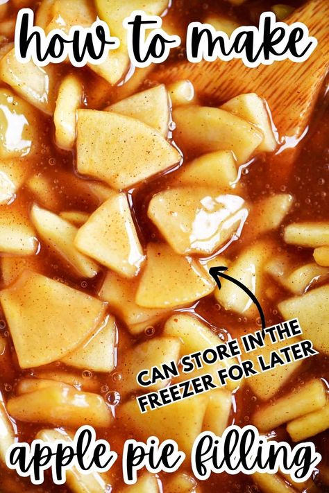 Homemade Apple Pie Filling Crock Pot, Can You Freeze Homemade Apple Pie Filling, Can You Freeze Apple Pie, Homemade Apple Pie Filling Recipe, Cooked Apple Pie Filling Recipes, Apple Pie Filling No Cornstarch, Freezing Apples Slices Pie Fillings, Homemade Apple Pie Filling Easy, Homemade Apple Pie Filling Freezer