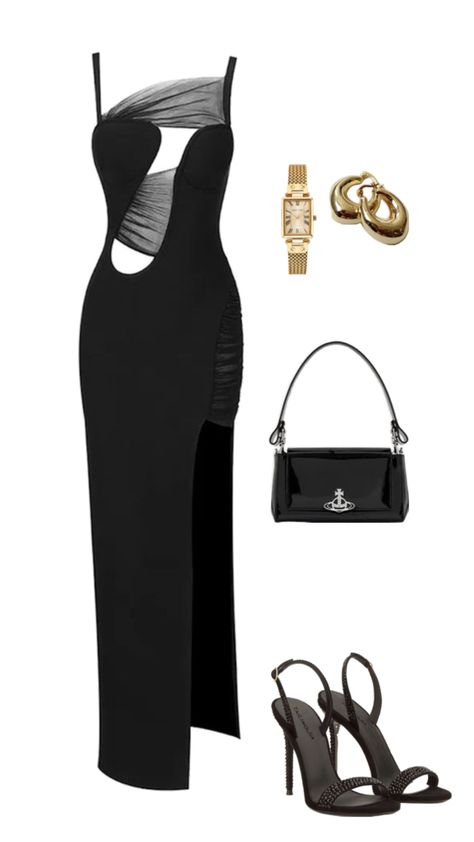 All black Fancy Dinner Outfit, Date Night Outfit Classy, Classy Prom Dresses, Star Wars Outfits, Fashion Vocabulary, Dinner Outfit, Fashion Aesthetics, Fancy Dinner, Night Out Outfit