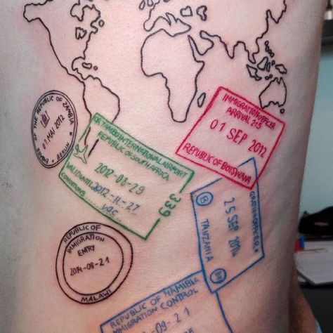 Stamp Tattoo, K Tattoo, Map Tattoos, Travel Stamp, Passport Stamps, Travel Quotes Wanderlust, Travel Tattoos, Travel Icon, Travel Maps