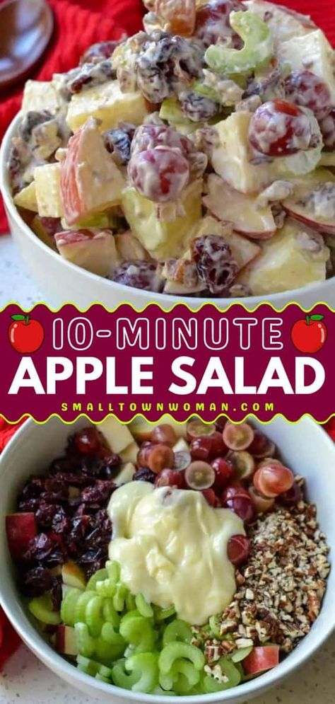 Easy Apple Salad, Salad Board, Small Town Woman, Apple Salad Recipes, Fruit Salad Easy, Fresh Salad Recipes, Grape Salad, Honeycrisp Apples, Fall Recipe