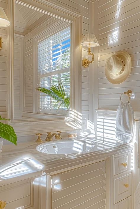 Cabana Bathroom Ideas, Keys Apartment, Coastal Powder Room, Diy Bathroom Vanity Makeover, Modern Coastal Bathroom, Coastal Bathroom Ideas, Brindleton Bay, Coastal Bathroom Design, Modern Master Bath