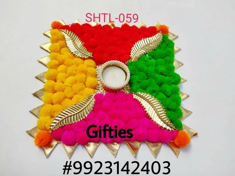 Beautiful Rangoli Mat made of Pompom... To order ping on #9923142403.... Diya Decoration Ideas, 3d Relief Art, Diwali Candles, Diwali Decoration Items, Diy Kids Games, Diy Diwali Decorations, Diy Crafts Life Hacks, Diwali Craft, Diwali Diy