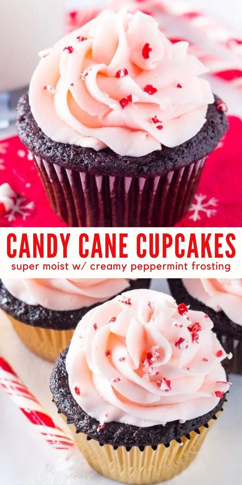 Peppermint Frosting, Yummy Candy, Chocolate Cupcakes Moist, Holiday Sweets, Oreo Dessert, Moist Chocolate Cake, Sweet Food, Christmas Cupcakes, Measuring Cup