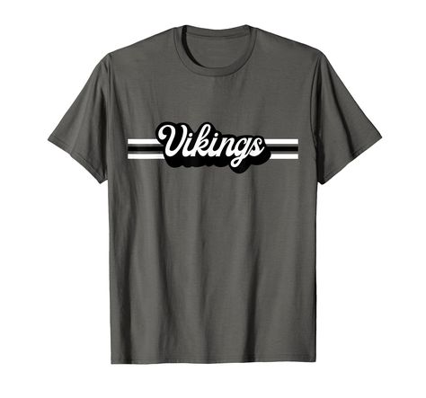 PRICES MAY VARY. Support your sports team with this vintage-inspired vikings mascot t-shirt. Great shirt for all sports teams, Football, Baseball, Soccer, Basketball, Track, Softball, Swim Team, Cheerleading, Marching Band. High School mascot, college, school spirit jersey Great gift for birthdays or Christmas for a viking sports fan in high school, middle school, elementary or college! Retro Shirt Design, Graphic Tee, Black and White Stripe, Team Colors, Mens, Womens, Kids, Youth, Mom, Dad, Lit School Spirit Wear Designs, Band High School, Football Spirit Shirts, School Tshirt Designs, Spirit Wear Designs, School Spirit Shirts Designs, Team Shirt Designs, Retro Shirt Design, School Shirt Designs