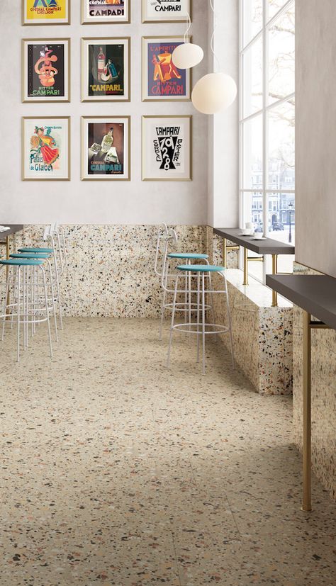 Terrazzo Interior Design, Kitchen Terrazzo, Terrazzo Interior, Terrazo Flooring, Terazzo Floor, Beige Terrazzo, Terrazzo And Wood, Terrazzo Design, Terrazzo Floors