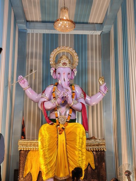 decoration and idol of Ganesh ji of 2023 SURAT Ganesh Mandapam Decoration, Mandapam Decoration, Flower Decoration For Ganpati, Ganesh Decoration, Ganpati Decor, Simple Stage Decorations, Ganapati Decoration, Decoration For Ganpati, Animal Stencil