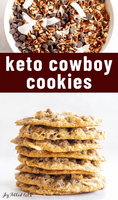 Cowboy Cookie Recipe, Healthy Low Carb Snacks, Low Carb Low Fat Recipes, Cowboy Cookies, Joy Filled Eats, No Carb Recipes, Low Carb Low Sugar, Low Carb Cookies, Delicious Cookie Recipes