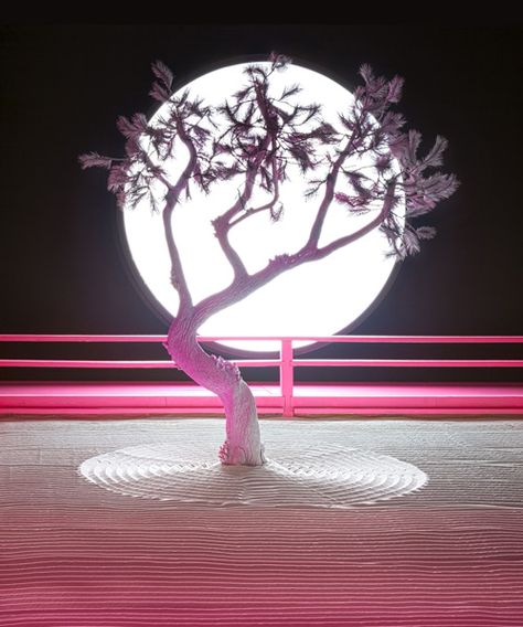 daniel arsham re-interprets a japanese rock garden with neon pink 'lunar' landscape Lunar Garden, Fashion Installation, Japanese Rock Garden, Stage Art, Daniel Arsham, Japanese Rock, David Hockney, Industrial Art, Art Installation