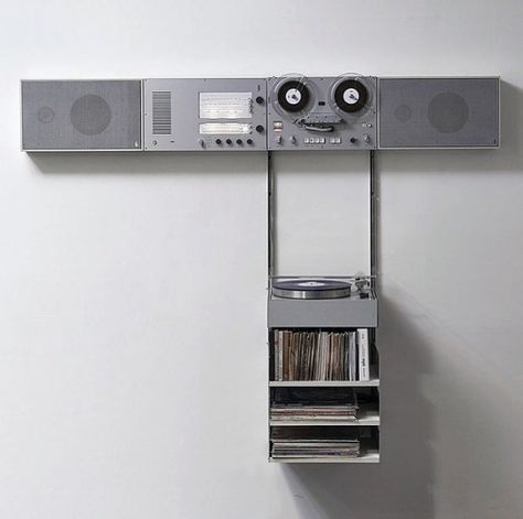 Braun wall mounted audio system designed by Dieter Rams, 1960s Braun Dieter Rams, Dieter Rams Design, Guy Gifts, Braun Design, Dieter Rams, Audio Room, Modular Walls, Audio Design, Objet Design